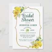 黄かわいらし色フローラ金ゴールドブーケブライダルシャワー 招待状 (正面)