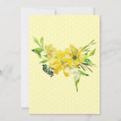 黄かわいらし色フローラ金ゴールドブーケブライダルシャワー 招待状 (裏面)
