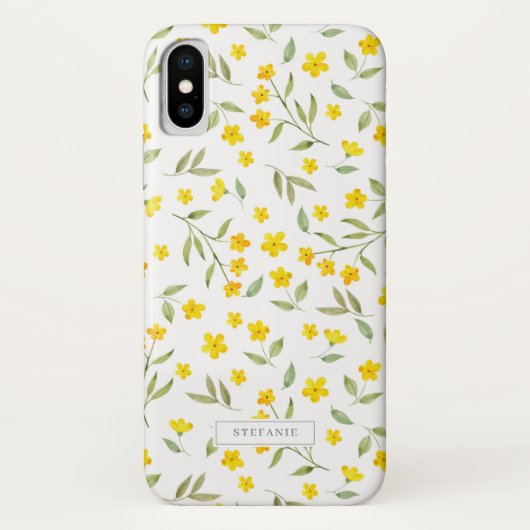 黄かわいらし色フローラ開花パターン Case-Mate iPhoneケース (裏面)