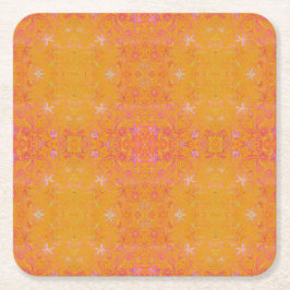 黄かわいらし色フローラ スクエアペーパーコースター