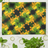 黄かわいらし色ワイルドフラワー抽象芸術パターン キッチンタオル (折り畳み)