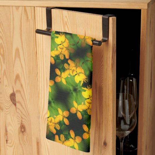 黄かわいらし色ワイルドフラワー抽象芸術パターン キッチンタオル (三つ折り)