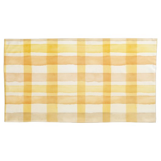 黄かわいらし色、オレンジ色の色のチェックパターン 枕カバー (正面左)