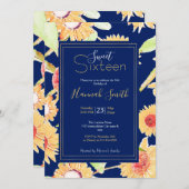 黄かわいらし色・青ひまわり水色絵を描 招待状 (正面/裏面)