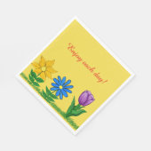 黄かわいらし青紫色の花黄色のナプキン スタンダードランチョンナプキン (角)