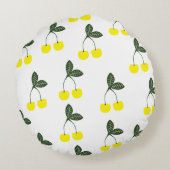 黄さくらんぼ模様丸まくら ラウンドクッション (裏面)