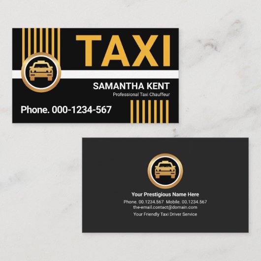 黄すごいスタイリッシュ色のタクシー路線 名刺 (正面/裏面)