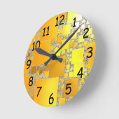 黄とオレンジの角付き時計 ラウンド壁時計 (傾斜)