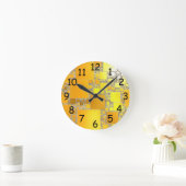 黄とオレンジの角付き時計 ラウンド壁時計 (ホーム)
