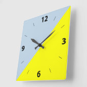 黄とボーの青の色の無地の背景 スクエア壁時計 (傾斜)