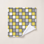 黄と灰色の正方形 バスタオルセット (ウォッシュタオル)