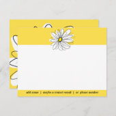 黄と白のお洒落デイジー サンキューカード (正面/裏面)