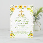 黄と白のデイジー第一聖餐式 招待状 (スタンド正面)