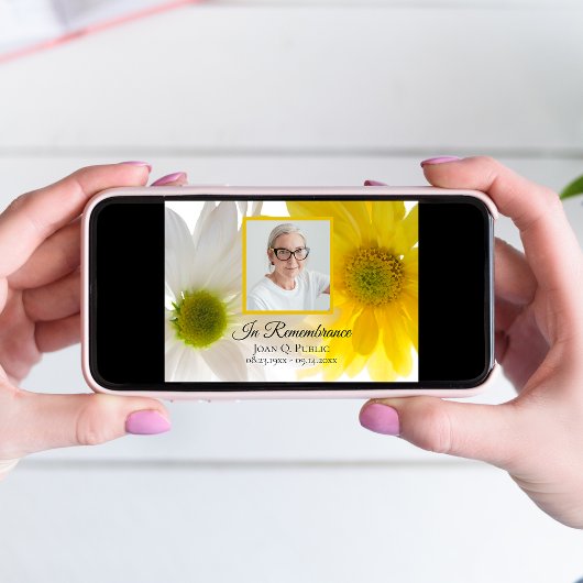 黄と白のデイジー花死記念日 招待状