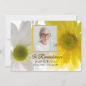 黄と白のデイジー花死記念日 招待状 (正面)