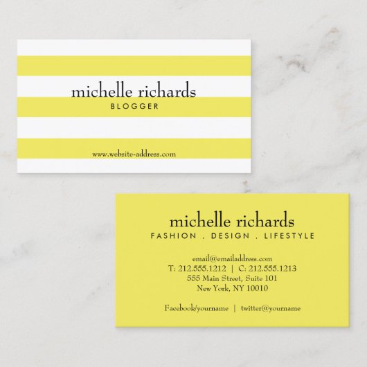 黄と白の単ストライプのなる名刺 名刺 (正面/裏面)