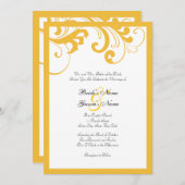 黄と白の渦巻きフレーム結婚式招待状 招待状 (正面/裏面)