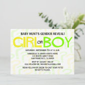 黄と緑のジェンダーが赤ちゃんのシャワーパーティー 招待状 (スタンド正面)