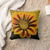 黄と赤のガザニストライプアの花 クッション (ブランケット)