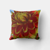 黄と赤のダリア クッション (裏面)