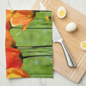 黄と赤のチューリップ キッチンタオル (四つ折り)