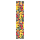 黄と赤のチューリップ ショートテーブルランナー (正面)