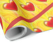 黄と赤のラブハート。 ラッピングペーパー (ロールコーナー)