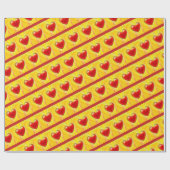 黄と赤のラブハート。 ラッピングペーパー (フラット)