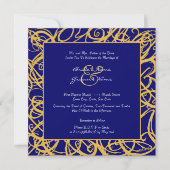 黄と青のスケッチフレーム結婚式招待状 招待状 (正面)
