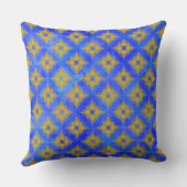 黄と青のダイヤモンドバーストパターン クッション (裏面)