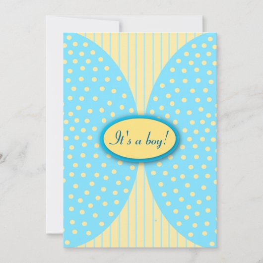 黄と青のドッストライプトベビーシャワー招待状 招待状 (正面)