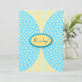 黄と青のドッストライプトベビーシャワー招待状 招待状 (スタンド正面)