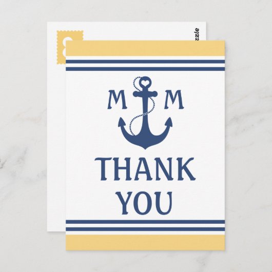 黄と青航海のありがとう ポストカード (正面/裏面)