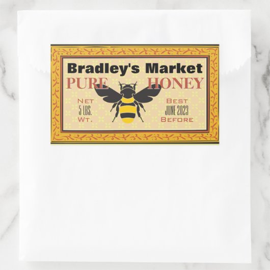 黄と黒ののまわりにカスタマイズ 長方形シール (バッグ)