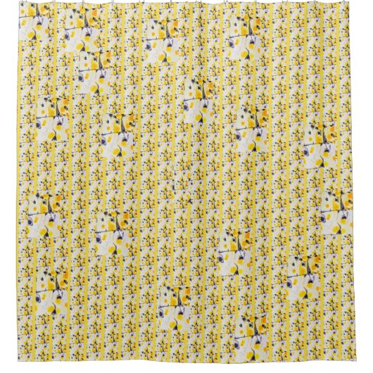 黄と黒のカーテ芸術的ン シャワーカーテン (正面)