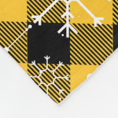 黄と黒の水牛の格子縞の雪片 フリースブランケット (角)