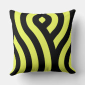 黄と黒、波のパストライプのターン クッション (裏面)