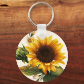 黄はっきりしたひまわり キーホルダー (正面)