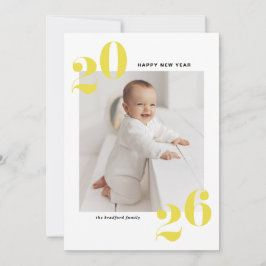黄はっきりしたタイポグラフィ2025年新年写真 シーズンカード