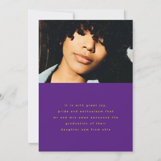 黄はっきりした紫ブラシグラッモダント写真学校 案内状 (裏面)