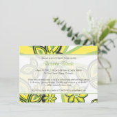 黄はっきりした緑フローラレシピブライダルシャワー 招待状 (スタンド正面)