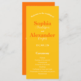 黄はっきりした色とオレンジのカラフル結婚式 プログラム
