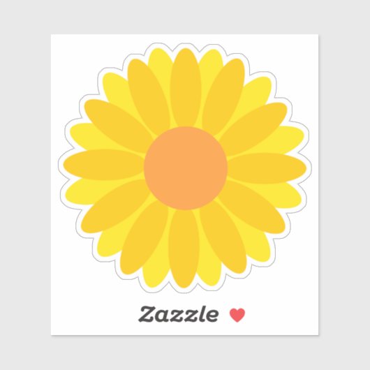 黄はっきりした色とオレンジ色の花 シール (シート)