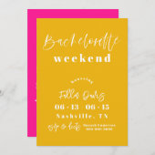 黄はっきりした色とホットピンクのバチェロレッテ招待状 シーズンカード (正面/裏面)