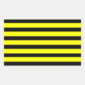 黄はっきりした色と黒ののまわりにパタストライプのーン 長方形シール (正面)