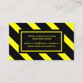 黄はっきりした色と黒の対角線のストライプパターン 名刺 (裏面)