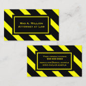 黄はっきりした色と黒の対角線のストライプパターン 名刺 (正面/裏面)