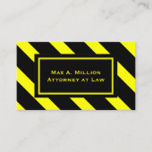 黄はっきりした色と黒の対角線のストライプパターン 名刺 (正面)