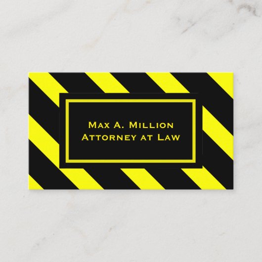 黄はっきりした色と黒の対角線のストライプパターン 名刺 (正面)