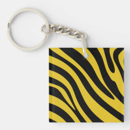 黄はっきりした色と黒の縞模様 キーホルダー